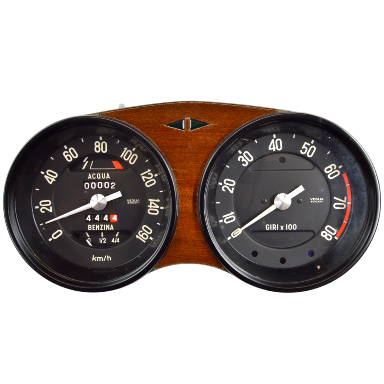 Kombiiinstrument (Tachometer und Drehzahlmesser) original Fiat 850 Coupé (1. Serie)
