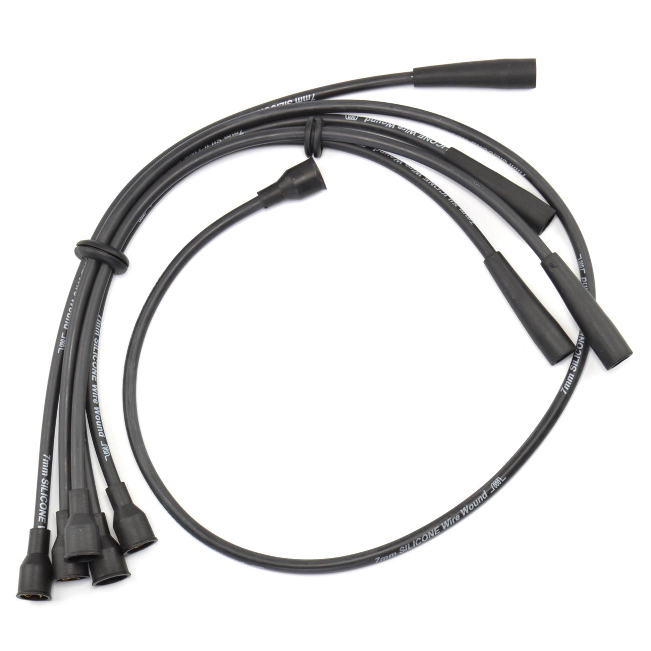 Juego de cables de encendido Fiat 124 Spider, 124 Coupé (distribuidor de encendido arriba a la derecha de la culata) negro