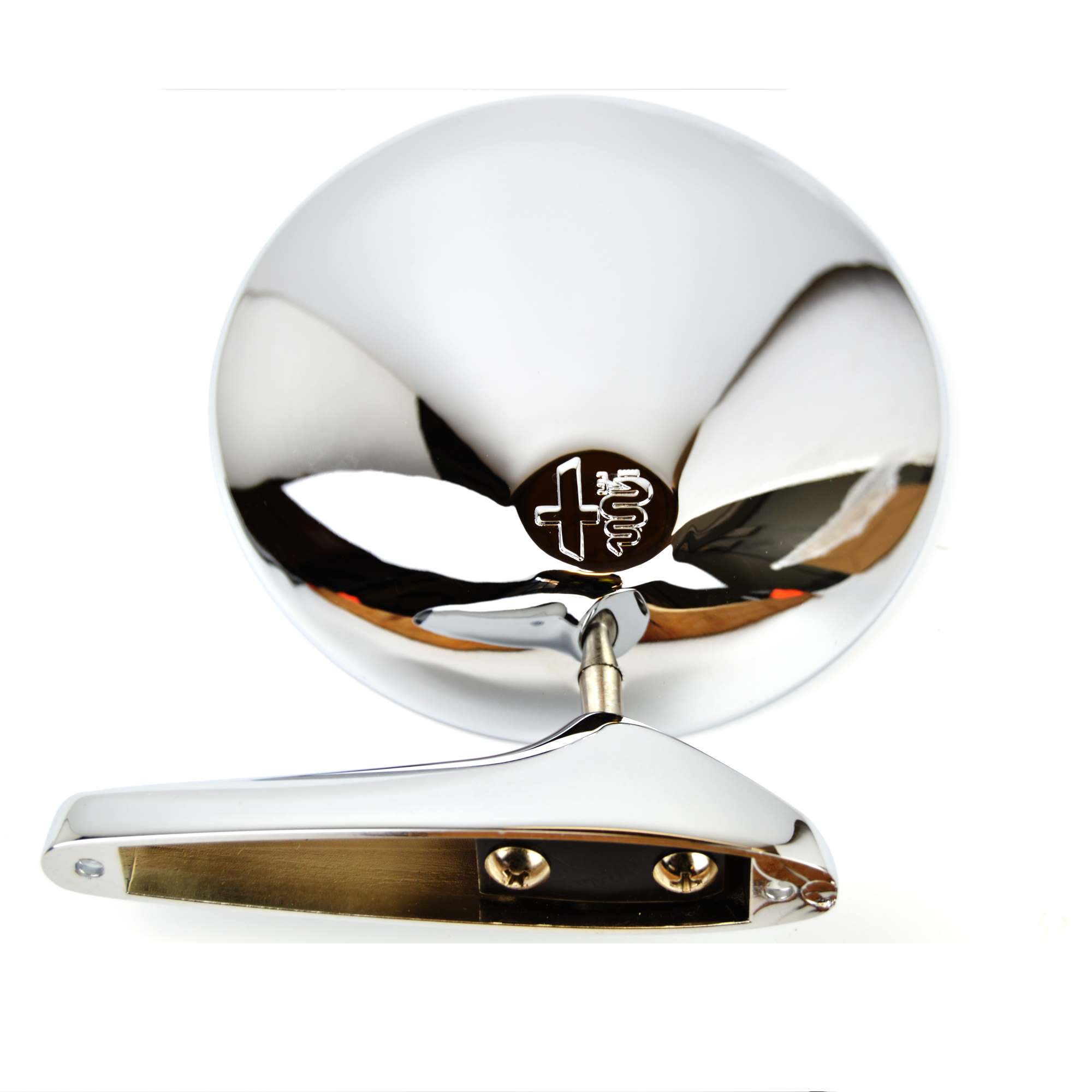 Außenspiegel Chrom rund mit Alfa Romeo Logo