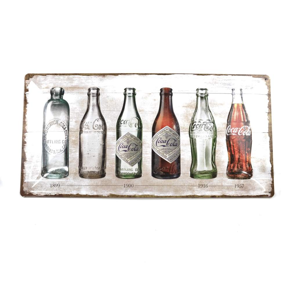 Blechschild "Coca-Cola - Bottle Timeline" 25 x 50 cm
