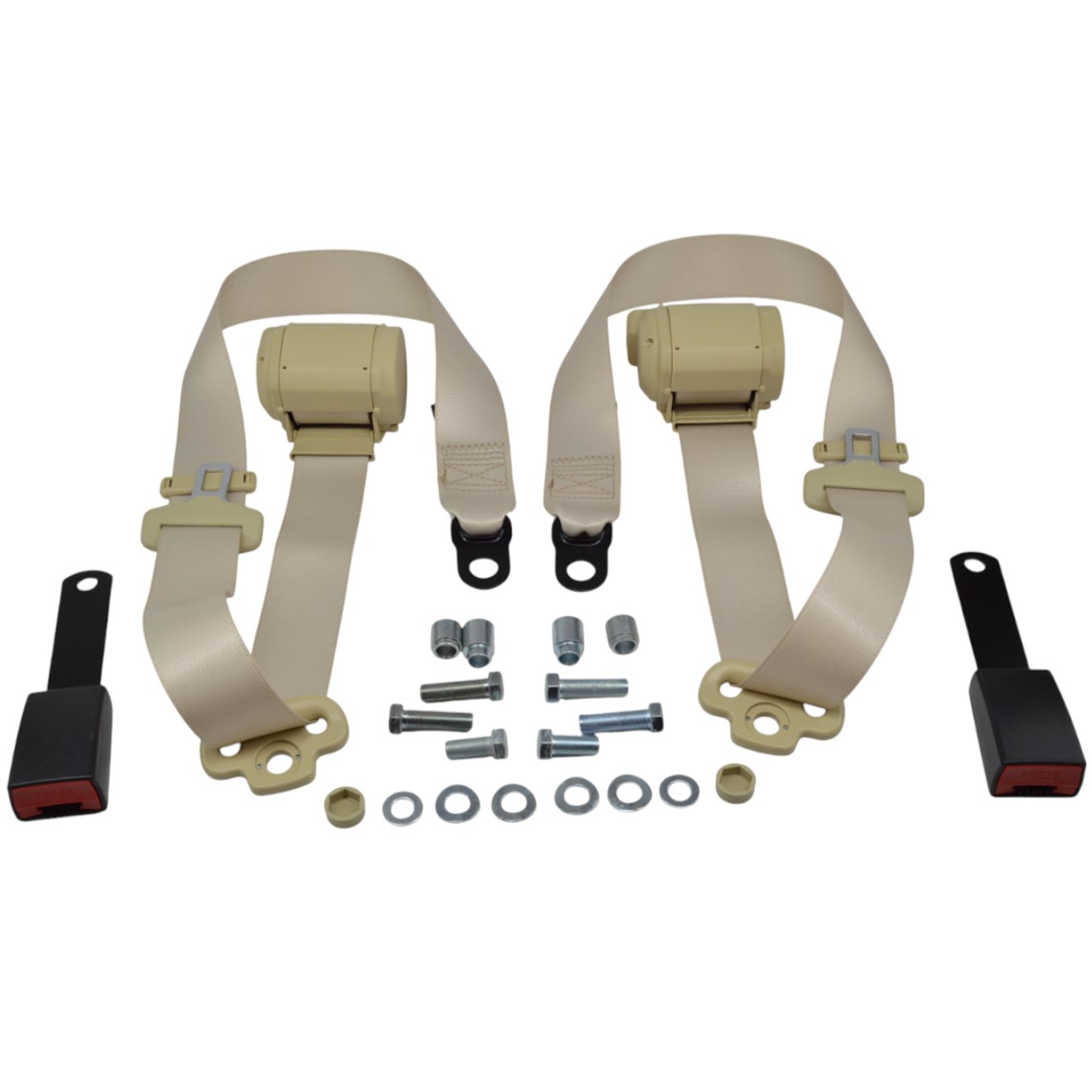 Sicherheitsgurt Satz (inkl. Gurtschlösser) beige Mercedes-Benz R107-C107, W123-S123-C123