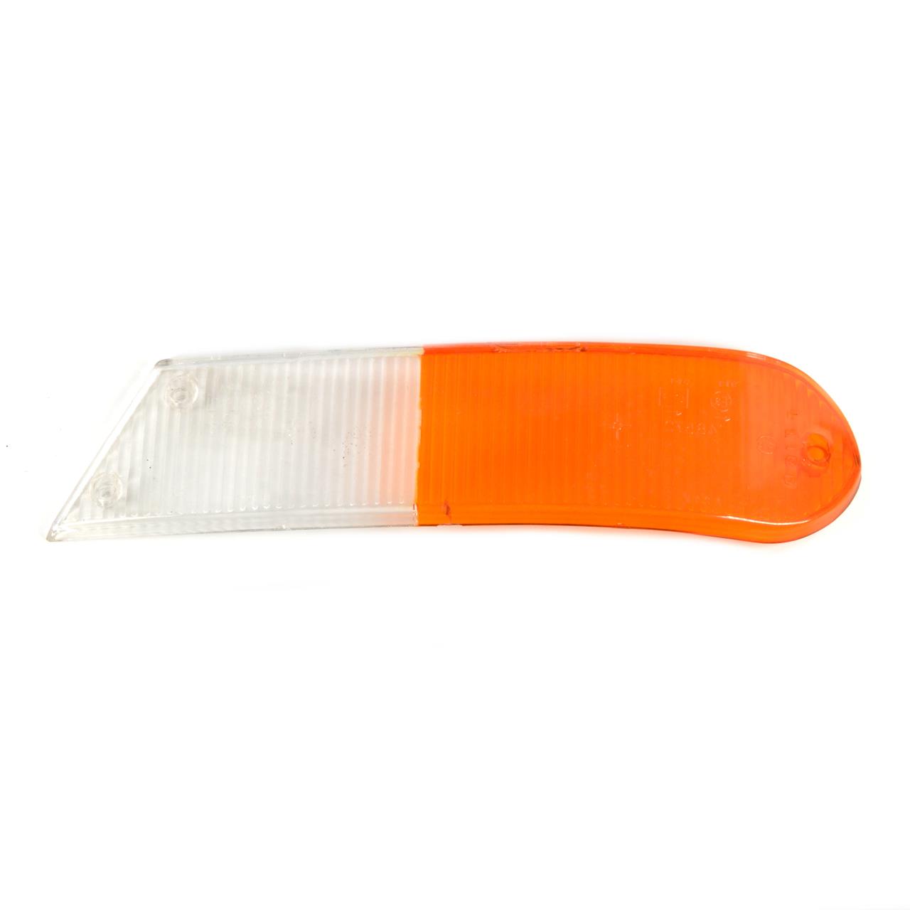 Blinkerglas / Blinkerkappe vorn links Fiat 124 Spider (66-74), weiß / gelb