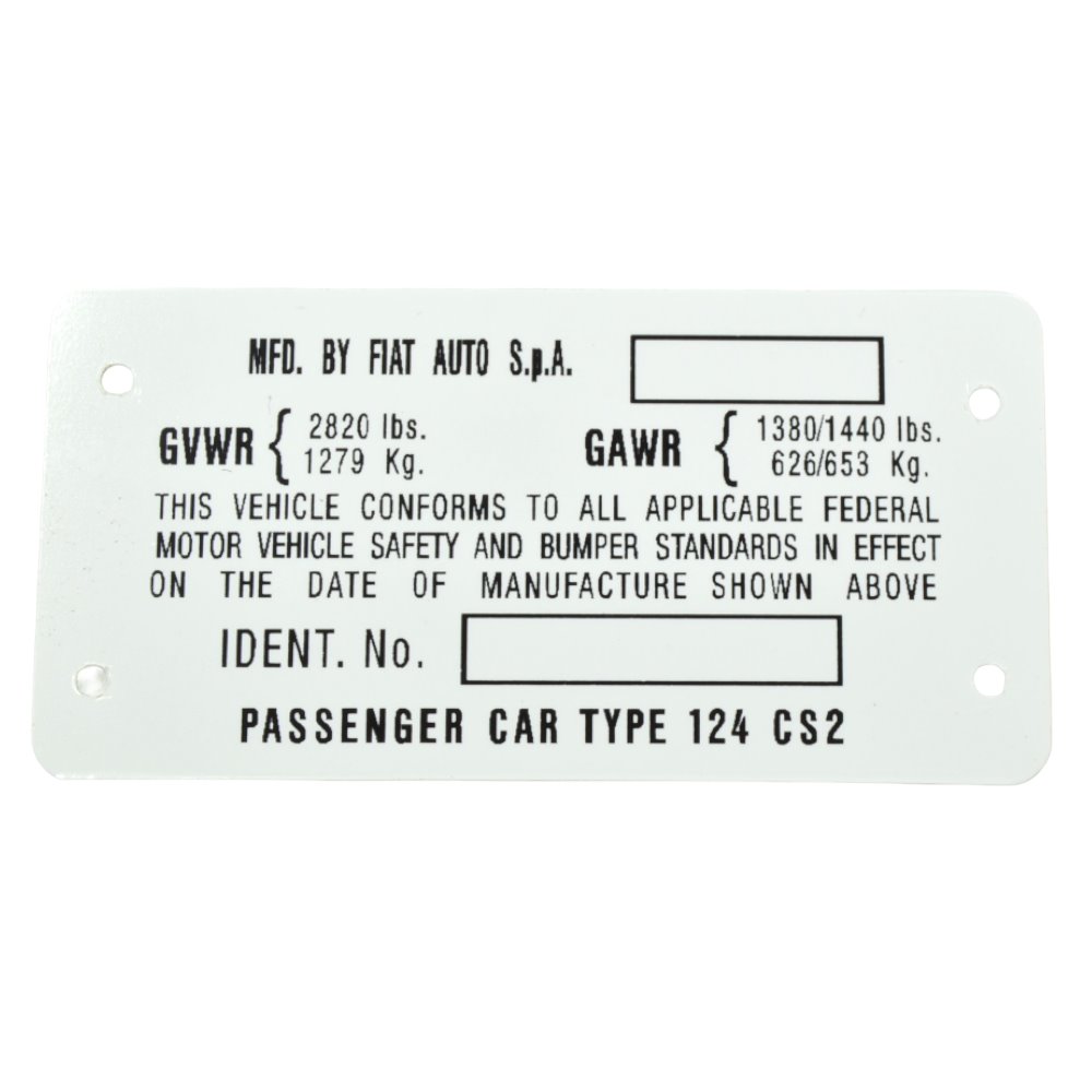 FIN/VIN-Plakette CS2 Fiat 124 Spider (79-80)