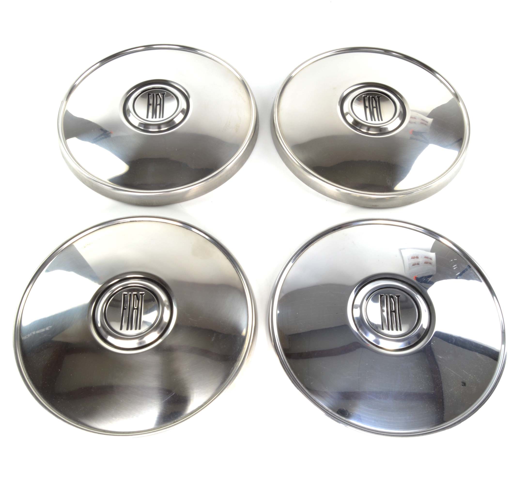 Radkappen Satz 4 Stück groß für Stahlfelge FIAT Schriftzug ALT schwarz ausgelegt 124/125/132