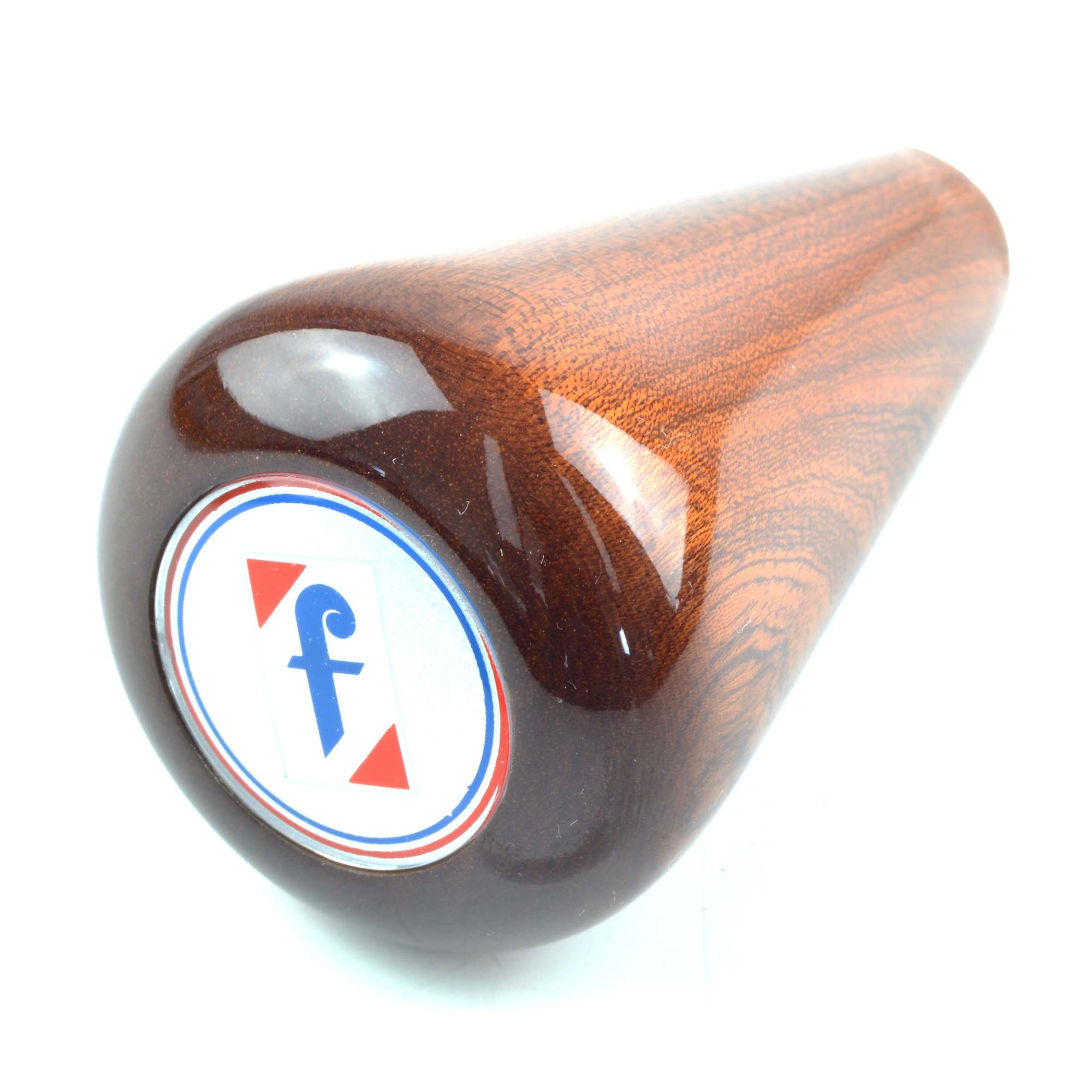 Schaltknauf mit Pininfarina-Emblem Fiat 124 Spider Mahagoni