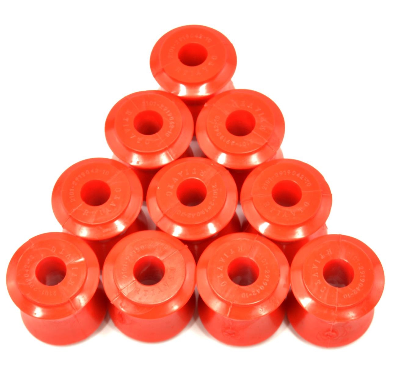 10x Strebengummis Fiat 124 Spider (68-78), Fiat 124 Coupé (PU, rot)