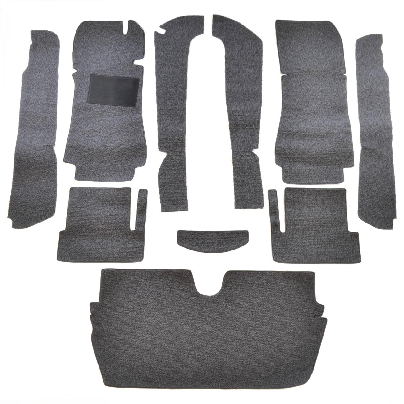 Juego de alfombras con estante Fiat 124 Spider DS (83-84) loop negro/gris