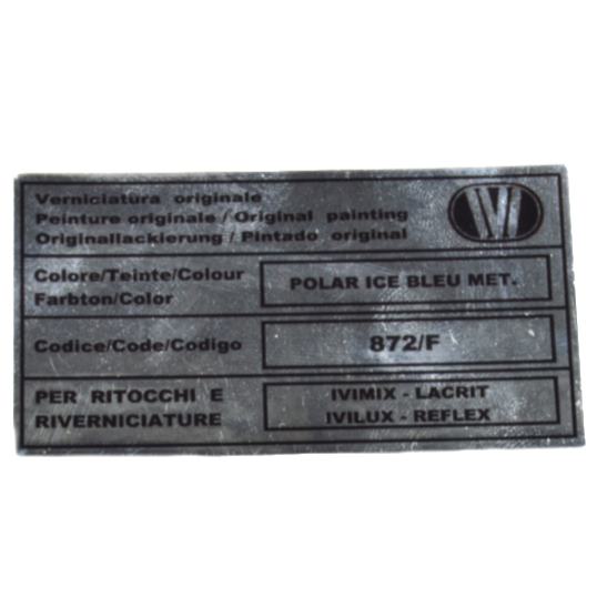 Aufkleber Farbcode "Polar Ice Blue Metallic" (872/F) Fiat