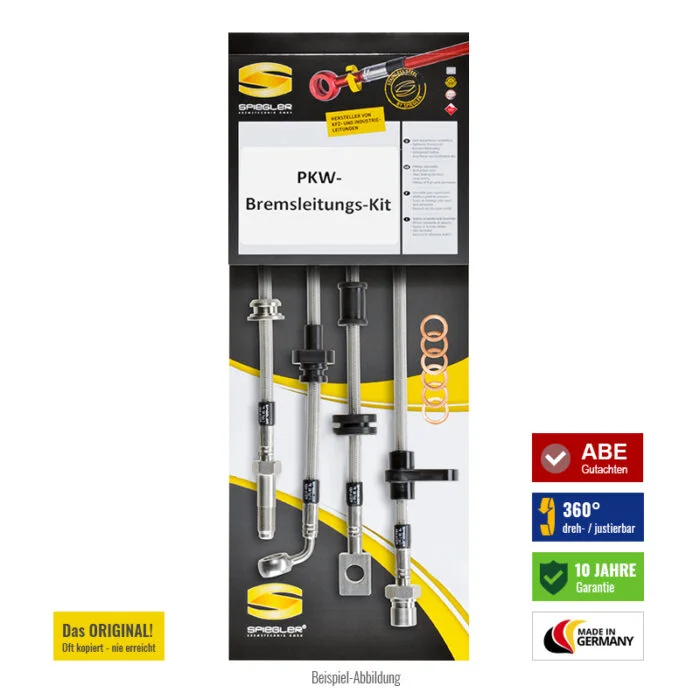 Braided steel brake lines set Fiat 124 Spider, 124 Coupé