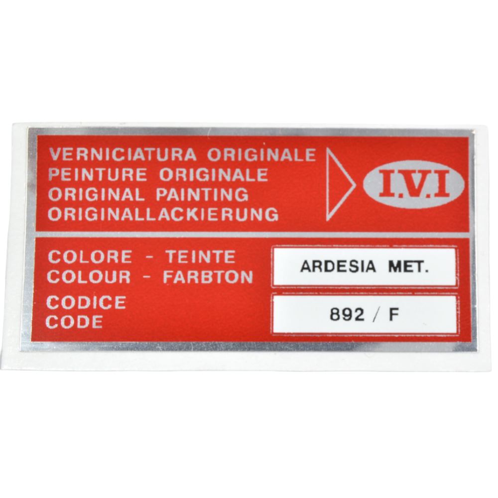 Autocollant : couleur 892 Ardesia Metallico (sur rouge)