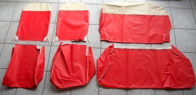 Set stoelhoezen (rood/beige) Fiat 600 D