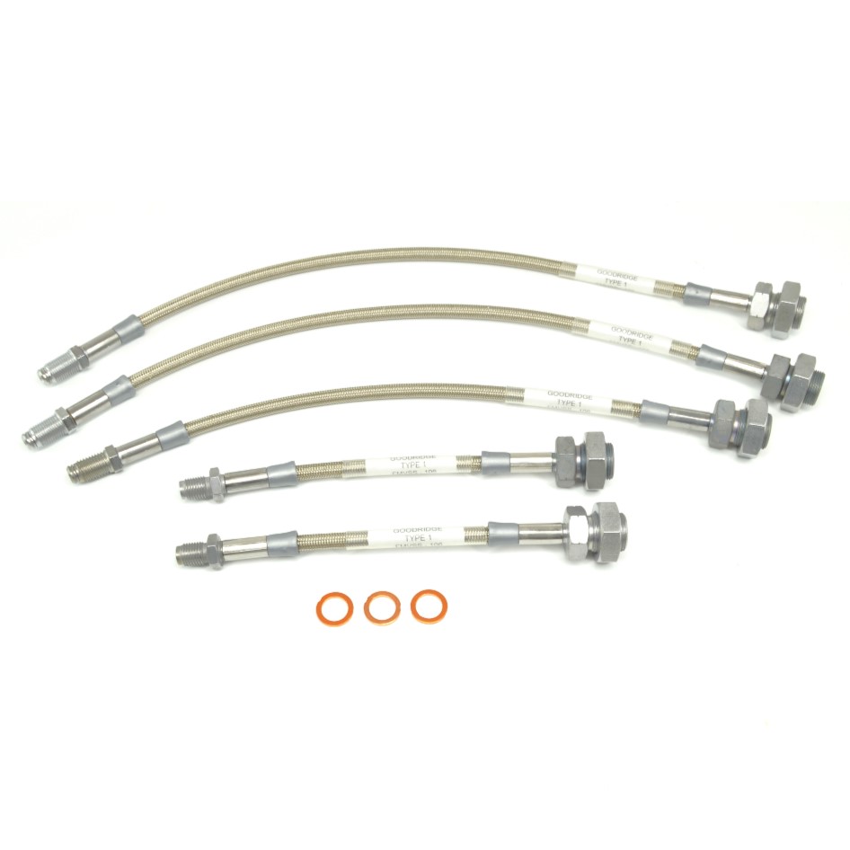 Stahlflex Bremsschläuche, vorne + hinten DS 85 ab FIN 5506003 Fiat 124 Spider