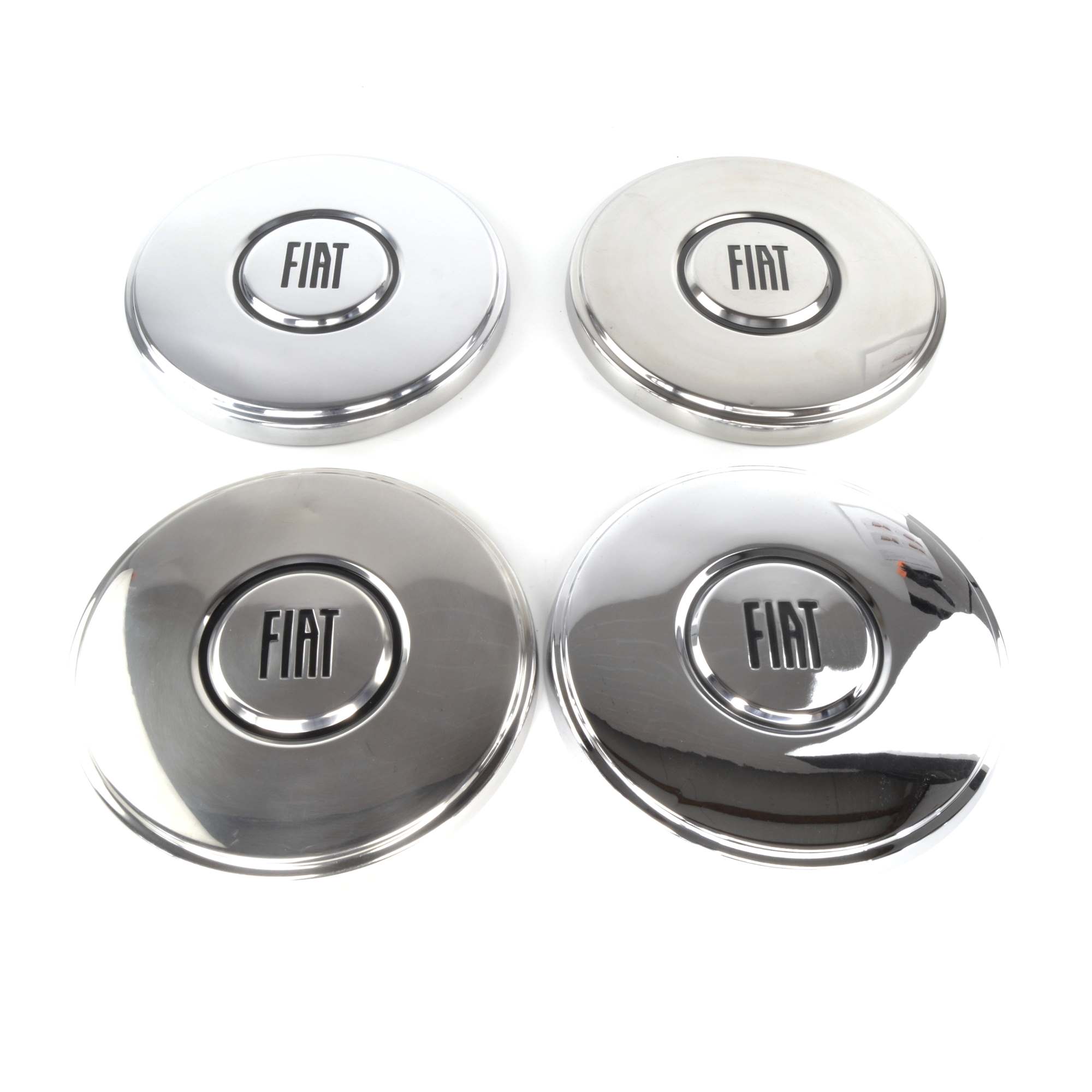Radkappen Satz 4 Stück groß für Stahlfelge ab 71 Schriftzug 'FIAT' (alt) Fiat 125 S, 132
