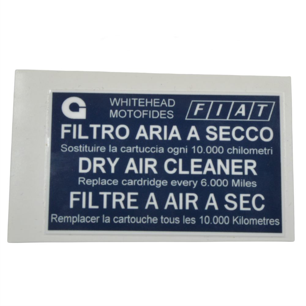 Adhesivo para caja de filtro de aire "Filtro Aria a Secco" Fiat