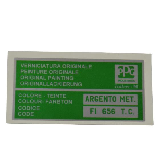 Aufkleber Farbcode "Argento Metallic" (FI 656 T.C.) Fiat