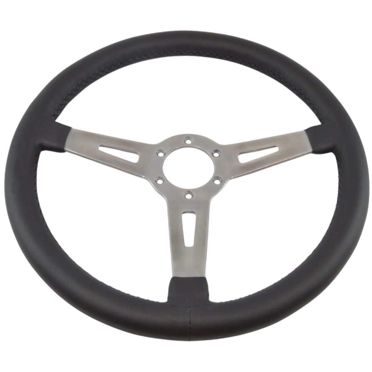 Lenkrad Leder schwarz mit silbernen Speichen Fiat 124 Spider (79-84) - neu bezogen