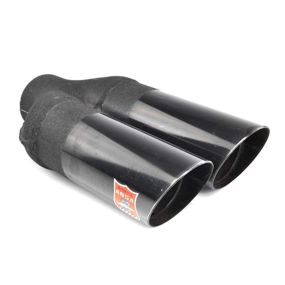 Endrohr Doppelrohr Auspuff Ansa Endstück schwarz - länge: 22,5cm / Durchmesser: 5,1cm