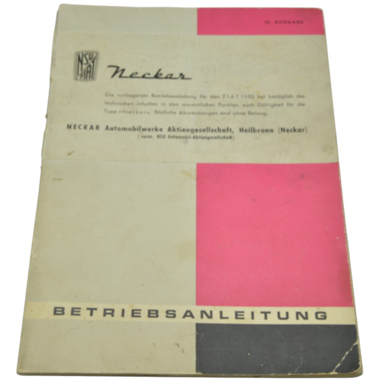 Manuel d'utilisation NSU-Fiat 1100 Neckar (10ème édition) allemand original